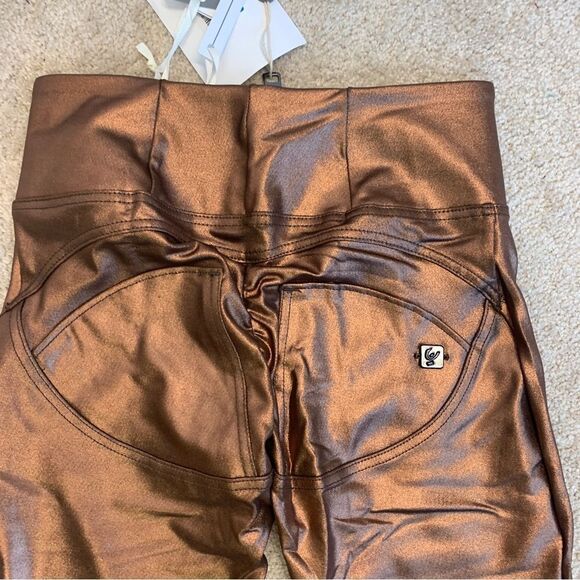 𝅺FREDDY WR.UP metallic bronze copper skinny high waisted leggings Sz S NWT RARE - Picture 7 of 16